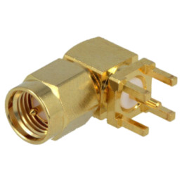 Conector: SMA; soclu; tată; în unghi 90°; THT; aurit