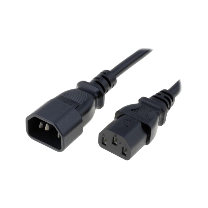 Cablu; 3x0,75mm2; IEC C13 mamă,IEC C14 tată; PVC; 0,5m; negru; 10A Cablu; 3x0,75mm2; IEC C13 mamă,IEC C14 tată; PVC; 0,5m; negru; 10A