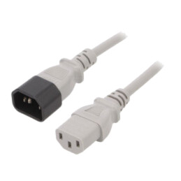 Cablu; 3x0,75mm2; IEC C13 mamă,IEC C14 tată; PVC; 0,5m; gri; 10A