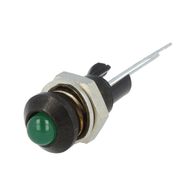 Lampă de control: LED; convex; verde; Ø8mm; pt.PCB; alamă; ØLED: 5mm