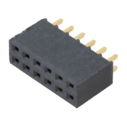 Conector: şiruri pini; mamă; PIN: 12; 2,54mm; aurit; THT; soclu