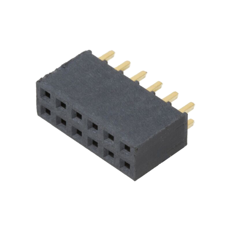 Conector: şiruri pini; mamă; PIN: 12; 2,54mm; aurit; THT; soclu