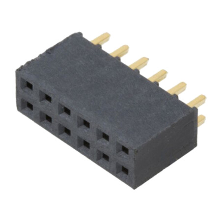 Conector: şiruri pini; mamă; PIN: 12; 2,54mm; aurit; THT; soclu