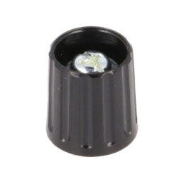 Buton rotativ; poliamidă; Øax: 6mm; Ø15x16,3mm; neagră; Ax: fină