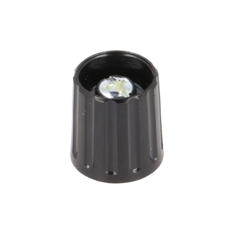Buton rotativ; poliamidă; Øax: 6mm; Ø15x16,3mm; neagră; Ax: fină