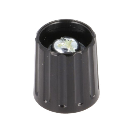 Buton rotativ; poliamidă; Øax: 6mm; Ø15x16,3mm; neagră; Ax: fină
