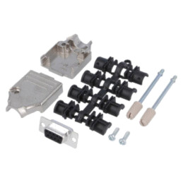 D-Sub; PIN: 9; mufă; mamă; drept; lipire; pe cablu; Kit: set complet