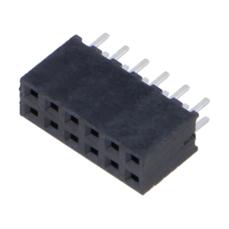 Conector: şiruri pini; mamă; PIN: 12; 2mm; aurit; THT; soclu; drept