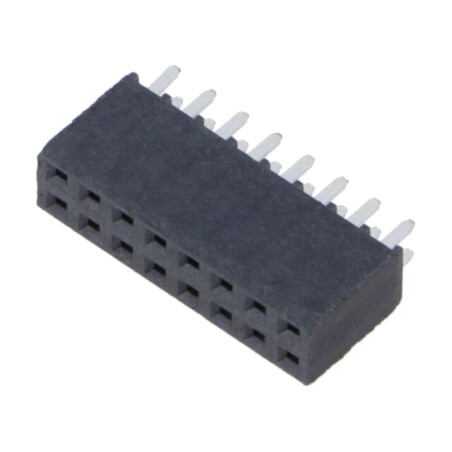 Conector: şiruri pini; mamă; PIN: 16; 2,54mm; aurit; THT; soclu