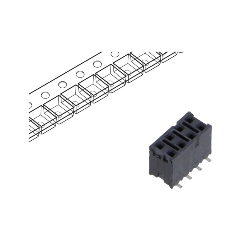 Conector: şiruri pini; mamă; PIN: 8; 2,54mm; aurit; SMT; soclu; rolă