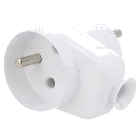 Conector: alimentare AC; tată; mufă; 2P+PE; 250VAC; 16A; albă; PIN: 3