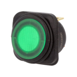 ROCKER; SPST; Poz: 2; ON-OFF; 25A/12VDC; verde; IP65; LED; R13-203-DC