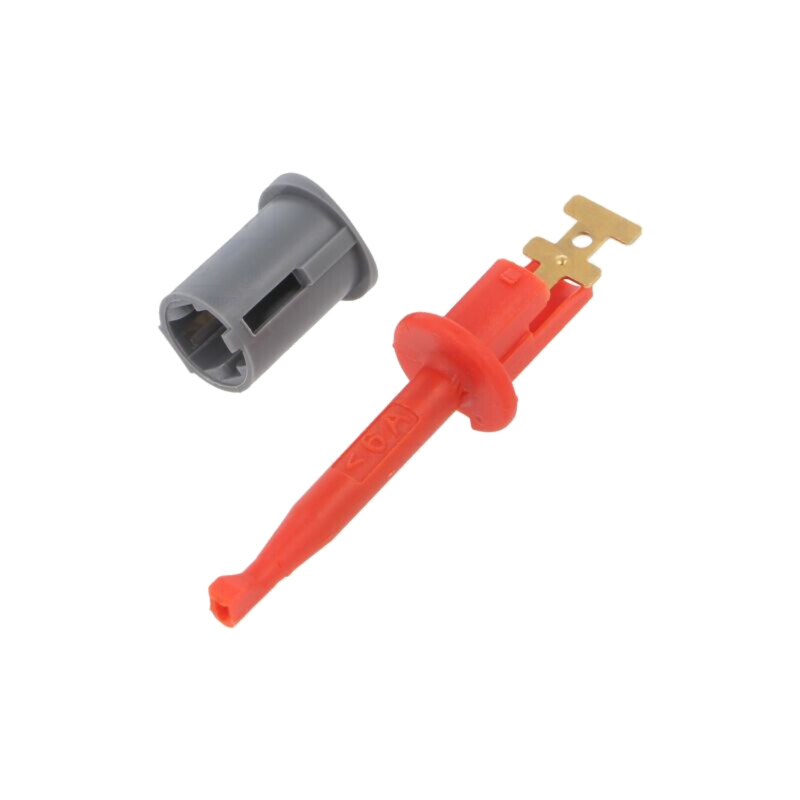 Clips de măsurare; cu cârlig; 6A; 60VDC; roşie; Placare: aurit