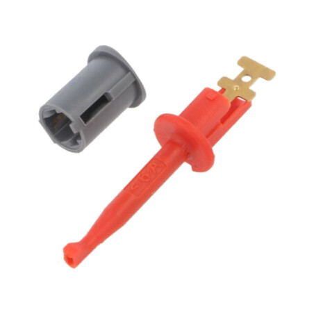 Clips de măsurare; cu cârlig; 6A; 60VDC; roşie; Placare: aurit