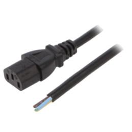 Cablu; 3x1mm2; IEC C13 mamă,cabluri; PVC; 1m; negru; 10A; 250V