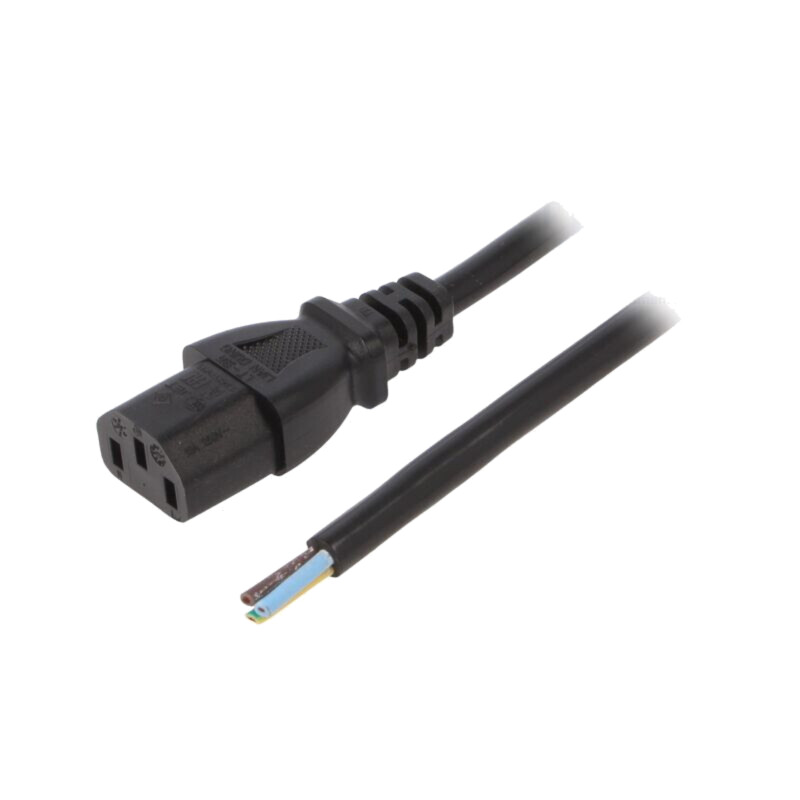 Cablu; 3x1mm2; IEC C13 mamă,cabluri; PVC; 1m; negru; 10A; 250V Cablu; 3x1mm2; IEC C13 mamă,cabluri; PVC; 1m; negru; 10A; 250V