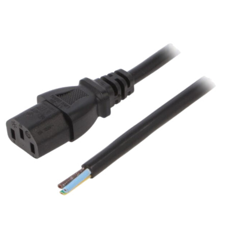Cablu; 3x1mm2; IEC C13 mamă,cabluri; PVC; 1m; negru; 10A; 250V