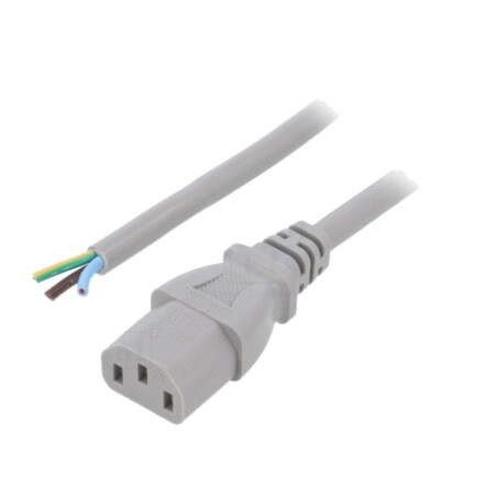 Cablu; 3x1mm2; IEC C13 mamă,cabluri; PVC; 1m; gri; 10A; 250V
