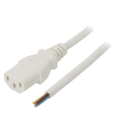 Cablu; 3x1mm2; IEC C13 mamă,cabluri; PVC; 1m; alb; 10A; 250V