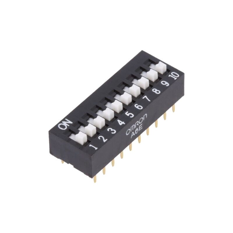 Comutator: DIP-SWITCH; Număr secţiuni: 10; ON-OFF; 0,025A/24VDC