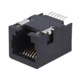 Conector: RJ11; soclu; PIN: 6; Cat: 3; neecranaţi,profil jos; aurit