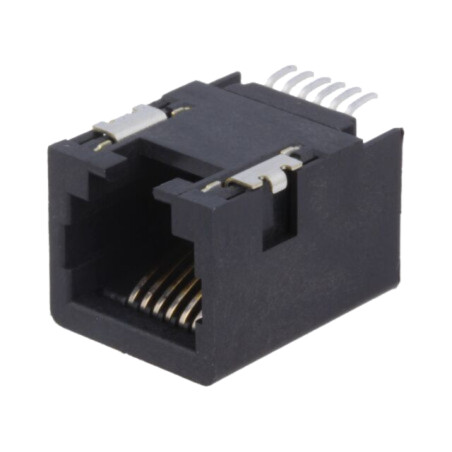 Conector: RJ11; soclu; PIN: 6; Cat: 3; neecranaţi,profil jos; aurit