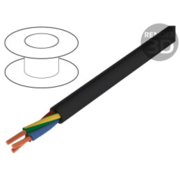 Cablu; H05RR-F,OW; 3G1,5mm2; rotund; litat; Cu; gumă; negru
