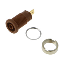 Conector: banană 4mm; soclu; 25A; 1kVDC; maro; aurit; înşurubare