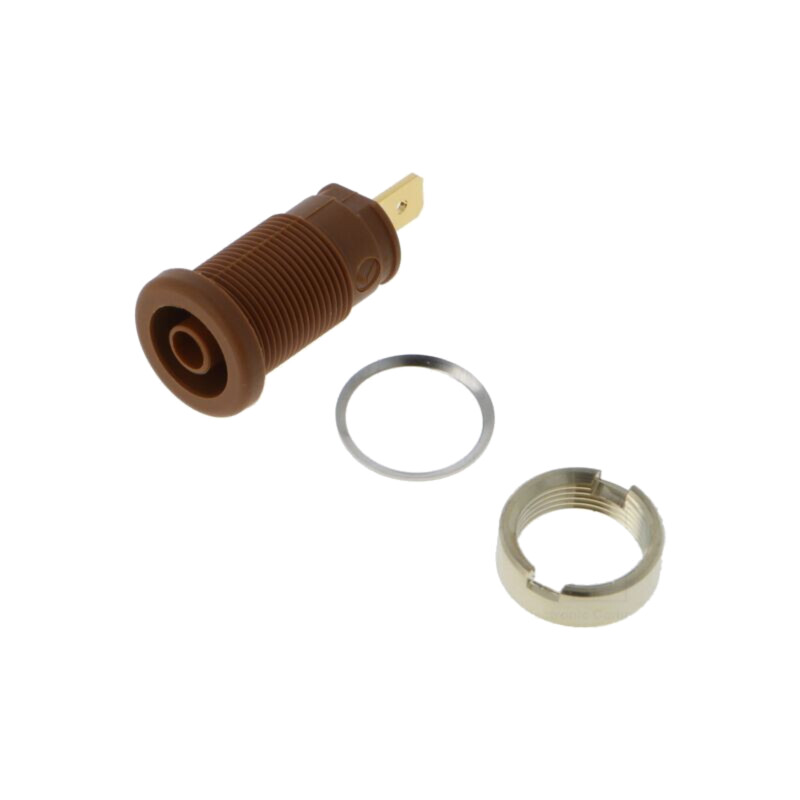 Conector: banană 4mm; soclu; 25A; 1kVDC; maro; aurit; înşurubare Conector: banană 4mm; soclu; 25A; 1kVDC; maro; aurit; înşurubare