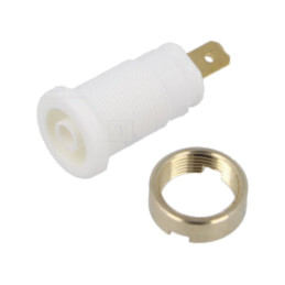Conector: banană 4mm; soclu; 25A; 1kVDC; albă; aurit; înşurubare