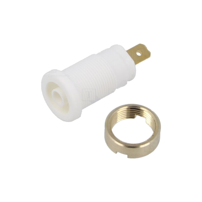 Conector: banană 4mm; soclu; 25A; 1kVDC; albă; aurit; înşurubare