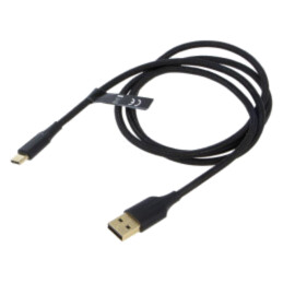 Cablu; USB 2.0; USB A mufă,USB C mufă; aurit; 1m; negru; textilă