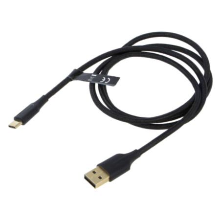 Cablu; USB 2.0; USB A mufă,USB C mufă; aurit; 1m; negru; textilă