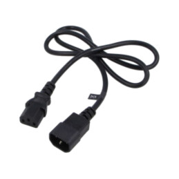 Cablu; 3x0,75mm2; IEC C13 mamă,IEC C14 tată; PVC; 1m; negru; 10A