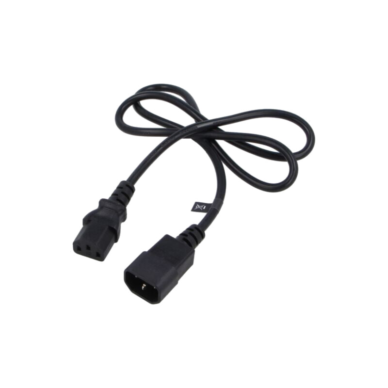 Cablu; 3x0,75mm2; IEC C13 mamă,IEC C14 tată; PVC; 1m; negru; 10A