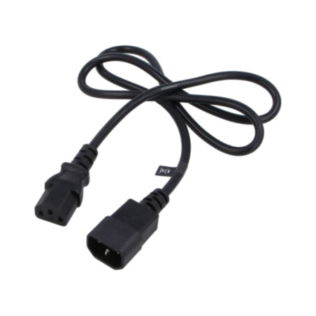 Cablu; 3x0,75mm2; IEC C13 mamă,IEC C14 tată; PVC; 1m; negru; 10A