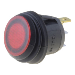 ROCKER; SPST; Poz: 2; ON-OFF; 10A/24VDC; roşie; IP65; LED; R13-112-DC