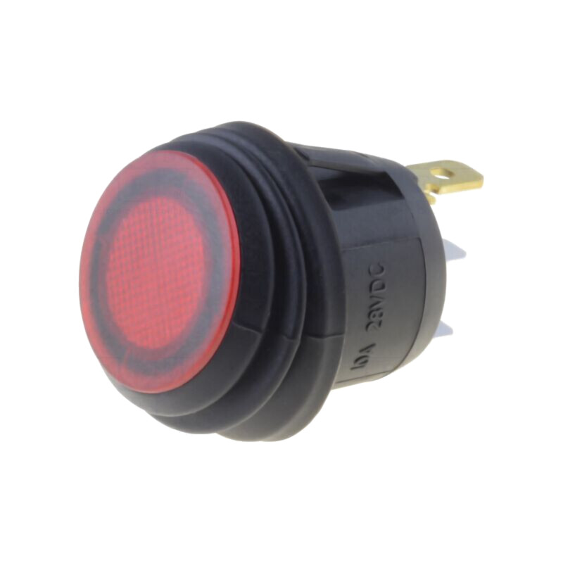 ROCKER; SPST; Poz: 2; ON-OFF; 10A/24VDC; roşie; IP65; LED; R13-112-DC