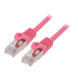 Patch cord; F/UTP; 6; litat; CCA; PVC; roz; 3m; RJ45 mufă; 26AWG