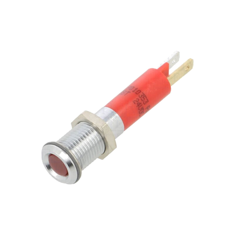 Lampă de control: LED; super plată; roşie; 24VDC; Ø8mm; IP40; 13mcd