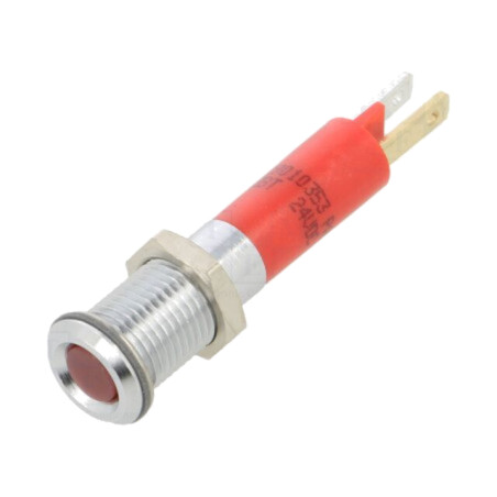 Lampă de control: LED; super plată; roşie; 24VDC; Ø8mm; IP40; 13mcd