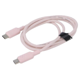 Cablu; USB 2.0; USB C mufă,din ambele părţi; nichelat; 1m; roz