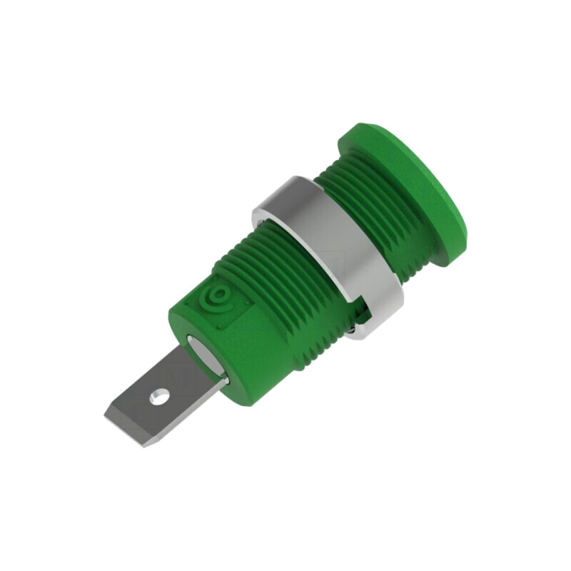 Conector: banană 4mm; soclu; 36A; 1kV; verde; nichelat; cu izolaţie