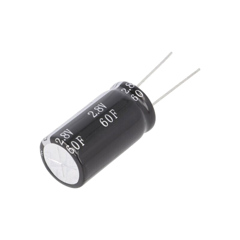 Supercondensator; THT; 60F; 2,8VDC; ±20%; Ø18x34mm; 30mΩ; -40÷65°C