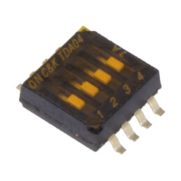 Comutator: DIP-SWITCH; Număr secţiuni: 4; OFF-ON; 0,025A/24VDC