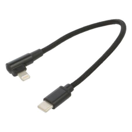 Cablu; USB 2.0; mufă în unghi Apple Lightning,USB C mufă; 0,2m