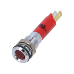 Lampă de control: LED; plată; roşie; 24VDC; Ø8mm; metal