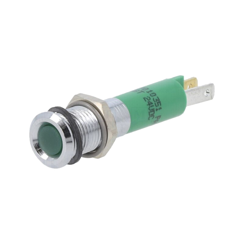 Lampă de control: LED; super plată; verde; 24VDC; Ø8mm; IP40; 8mcd