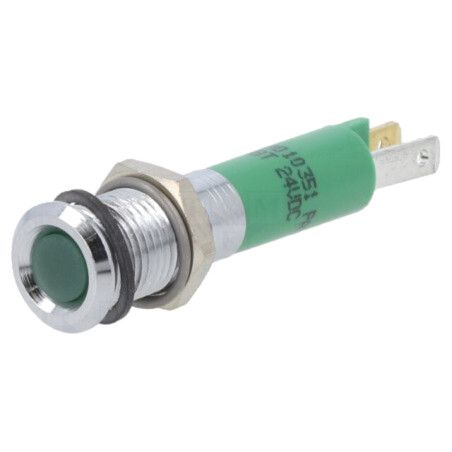 Lampă de control: LED; super plată; verde; 24VDC; Ø8mm; IP40; 8mcd