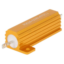 Rezistor: bobinat; cu radiator; 470Ω; 50W; ±1%; 30ppm/°C; pt.lipit